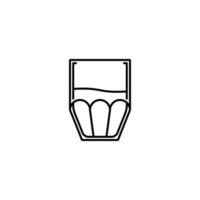 più fresco bicchiere icona con metà pieno con acqua su bianca sfondo. semplice, linea, silhouette e pulito stile. nero e bianca. adatto per simbolo, cartello, icona o logo vettore