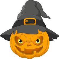 cartone animato Halloween zucca nel strega cappello vettore
