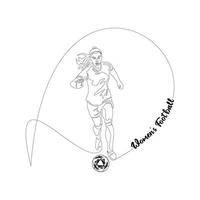 Da donna calcio. un' donna giochi calcio, calci il sfera. vettore silhouette