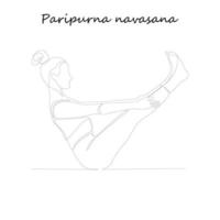 continuo linea disegno. giovane donna fabbricazione yoga esercizio, silhouette immagine. una linea disegnato illustrazione.cdr vettore