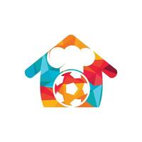 calcio capocuoco vettore logo design. calcio palla e capocuoco cappello con casa icona design.