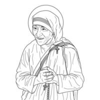 santo madre teresa di Calcutta vettore illustrazione schema monocromatico