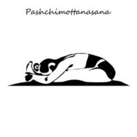 continuo linea disegno. giovane donna fabbricazione yoga esercizio, silhouette immagine. uno linea disegnato nero e bianca illustrazione vettore