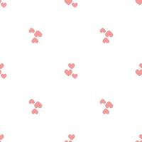cuori rosa in stile doodle. modello romantico senza cuciture. cuori colorati su sfondo bianco vettoriale. modello pronto per design, cartoline, stampa, poster, feste, San Valentino, tessuti. vettore