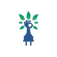 elettrico cordone e mano albero vettore logo design.