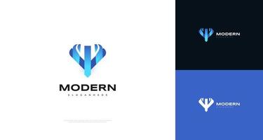 astratto iniziale lettera w e y logo design nel moderno blu pendenza stile. wy o yw logo design per attività commerciale o tecnologia logo vettore