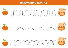 tracciato Linee per bambini. mano disegnato marmellate. scrittura la pratica. vettore