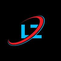 lz l z lettera logo design. iniziale lettera lz connesso cerchio maiuscolo monogramma logo rosso e blu. lz logo, l z design. lz, l z vettore