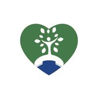 natura chiamata vettore logo design. microtelefono e umano albero con cuore forma icona design modello.