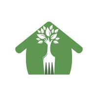 forchetta mano albero vettore logo design. ristorante e agricoltura logo concetto.