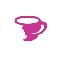 caffè tazza con donne viso logo vettore. caffè negozio logo design. vettore