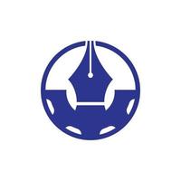 Ingranaggio e penna vettore logo design. unico legge e industriale logotipo design modello.