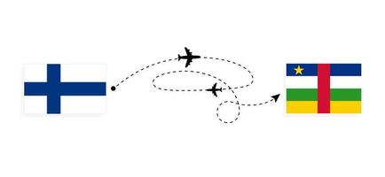 volo e viaggio a partire dal Finlandia per centrale africano repubblica di passeggeri aereo viaggio concetto vettore