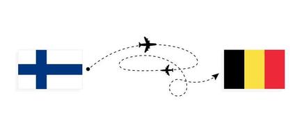 volo e viaggio a partire dal Finlandia per Belgio di passeggeri aereo viaggio concetto vettore