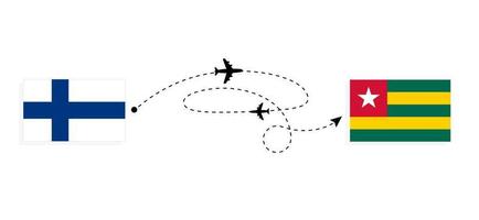 volo e viaggio a partire dal Finlandia per andare di passeggeri aereo viaggio concetto vettore