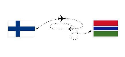 volo e viaggio a partire dal Finlandia per Gambia di passeggeri aereo viaggio concetto vettore