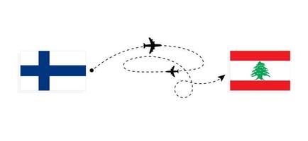 volo e viaggio a partire dal Finlandia per Libano di passeggeri aereo viaggio concetto vettore