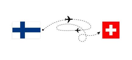 volo e viaggio a partire dal Finlandia per Svizzera di passeggeri aereo viaggio concetto vettore