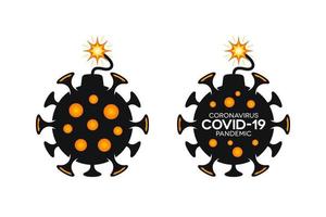 coronavirus a forma di bomba icone covid-19 vettore