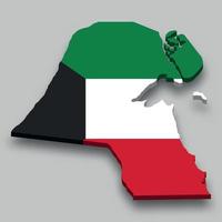 3d isometrico carta geografica di Kuwait con nazionale bandiera. vettore