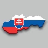 3d isometrico carta geografica di slovacchia con nazionale bandiera. vettore