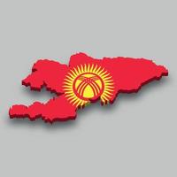 3d isometrico carta geografica di Kyrgyzstan con nazionale bandiera. vettore