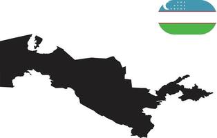 mappa e bandiera dell'uzbekistan vettore