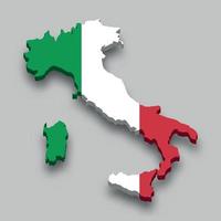 3d isometrico carta geografica di Italia con nazionale bandiera. vettore