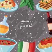 italiano cibo lettering telaio vettore