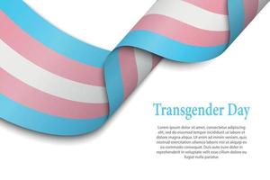 agitando nastro o bandiera con transgender orgoglio bandiera vettore