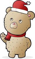 cartone animato orsacchiotto orso indossare Natale cappello vettore