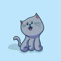 carino gatto portafortuna cartone animato piatto design vettore
