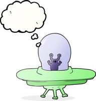 a mano libera disegnato pensato bolla cartone animato alieno navicella spaziale vettore