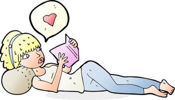 cartone animato donna amorevole lettura sua libro vettore