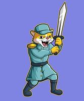 gatto spada portafortuna cartone animato illustrazione vettore