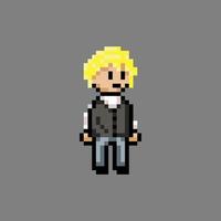pixel arte stile, vecchio videogiochi stile, retrò stile 18 po bionda capelli ragazzo con scuola uniforme vettore