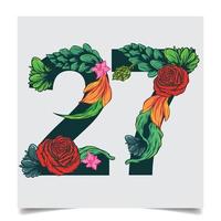 numeri vettore colorato fiore font azione illustrazione arte