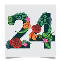 numeri vettore colorato fiore font azione illustrazione arte