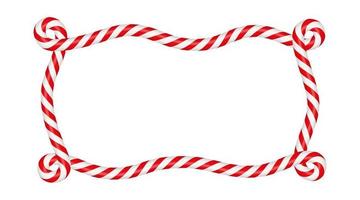 cornice rettangolare di bastoncino di zucchero natalizio con striscia rossa e bianca. bordo di natale con motivo lecca-lecca caramelle a strisce. illustrazione vettoriale vuota del modello di Natale e Capodanno isolata su sfondo bianco