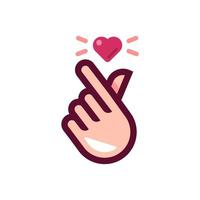 mini io amore voi mano clip arte nel rosa colore ,coreano cuore dito io amore voi cartello icona vettore linea arte illustrazione etichetta design sociale media, io cuore voi gesto