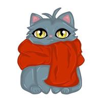 vettore illustrazione, carino gatto nel un' sciarpa, cartone animato animale domestico