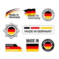 fatto nel Germania etichette impostare, Tedesco Prodotto emblema, etichetta garanzia vettore impostato design elemento qualità distintivo adesivi