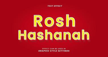 Rosh hashana testo effetto con 3d font stile vettore