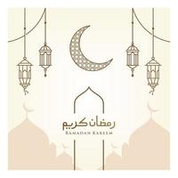 Ramadan kareem, eid mubarak saluto linea icona minimo e semplice vettore design con bellissimo raggiante lanterna e elegante mezzaluna Luna stella per sfondo e bandiera
