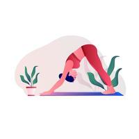 illustrazione di donna fare yoga per yoga giorno celebrazione. vettore