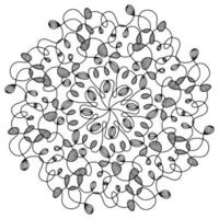 mandala di ragnatela disegnata a mano isolata su sfondo bianco. simpatico calamaro scarabocchio, polpo, tentacoli, alieno, alveare, acchiappasogni. pagina da colorare per adulti e bambini. scarabocchiare linea di inchiostro art. libro antistress vettore