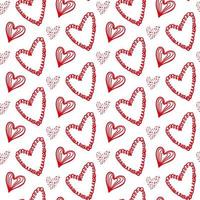 modello senza cuciture di cuori di san valentino disegnati a mano carino. doodle decorativo a forma di cuore di amore in stile schizzo. scribble inchiostro cuori a pois per design di nozze, avvolgimento, ornato e biglietti di auguri vettore