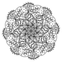 floreale, mano disegnato astro mandala fiori nel scarabocchio stile isolato su bianca sfondo. colorazione pagina per adulto e bambini, decorazione bambini stanza dei giochi o saluto carta. crisantemo, loto. vettore