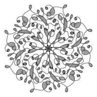 mandala di ragnatela disegnata a mano isolata su sfondo bianco. simpatico calamaro scarabocchio, polpo, tentacoli, alieno, alveare, acchiappasogni. pagina da colorare per adulti e bambini. scarabocchiare linea di inchiostro art. libro antistress vettore