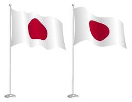 bandiera di Giappone su pennone agitando nel il vento. vacanza design elemento. posto di controllo per carta geografica simboli. isolato vettore su bianca sfondo